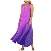 Tunika Haljina za žene Ležerne prilike za ispis Okrugli izrez Fit sandress pamučna posteljina odjeća