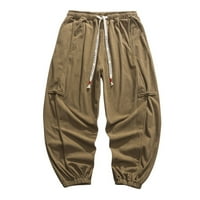Duks za muškarce muške jesenske i zimske hlače Ležerne prilike pune boje džepa široke noge hlače modne guste pantalone