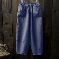 Ženske hlače Proljeće Ljeto Ženska retro ravna džepa obična boja Ležerne prilike pamučne pantalone za