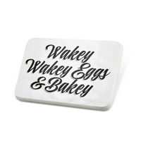 Porcelein Pin Vintage slova Wakey budni jaja i bakey rever značka - Neonblond