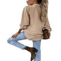 Frontwalk Fall Tops bluza za žene labav rolni rukav niz tunička košulja dame casual rever vrat ured