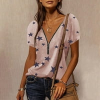 Slatka ženska vrhova ljetna casual tiskanja ženska majica V-izrez TEE TOP TRENDY majice Tunike kratkih