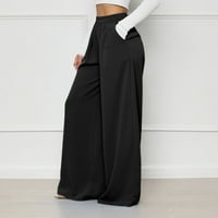 TOQOT Duksevi za žene - Fall Moda sa džepovima Baggy Casual High Struk široke noge Black Veličina XL