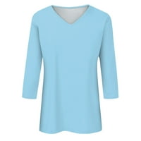 Ženski ljetni vrhovi Cisterna za ženu za ženska prodaja casual labav V-izrez pune bluze za lakvice za žene, plave, l
