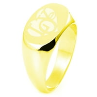 Sterling srebrni ikonični ljubavni srčani urezani ovalni ravni vrhunski polirani prsten
