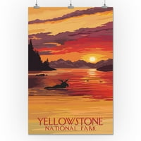 Nacionalni park Yellowstone, Montana, Moose na zalasku sunca