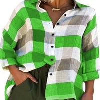 Ženska bluza s dugim rukavima Baggy Beach Tunic Košulja Provjerite ležerne praznične vrhove majice ljubičasta