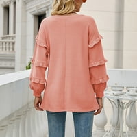 Ženske košulje V izrez dugih rukava modne casual bluze vrhovi čvrstih boja Trnedy Lounge bluze