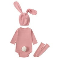 Baby Boy Baby Boys Girls Bunny Outfits Rebrad bodičat zahtjev s dugim zečicama uho čarape za ručice Dizanje dječaka Ležerna odjeća 4t siva 66