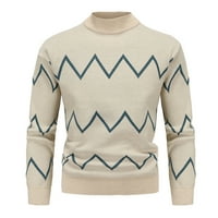 Kpoplk Turtleneck pulover džemperi za muškarce casual osnovni pleteni pulover dugih rukava Khaki, L