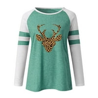 Košulje s dugim rukavima za žene Novi božićni stil majica Božićni Leopard jelen Ispis casual crewneck