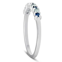 Pompeii 1 4CT plavi safir i dijamantski vjenčani prsten 10k bijelo zlato