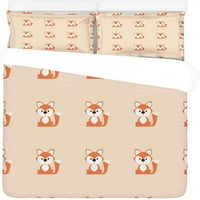 Posteljina set slatki lisica dvostruka površina dvostruke veličine sa jastukom za kućnu posteljinu ukras prostorije