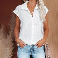 Ženske vrhove Henley Solid-Down Ležerne prilike HOPT prodaje kratki rukav ljetni bluze bijeli m