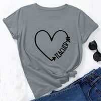 Ljetne košulje za žene Crewneck Majica za majicu SRCE TOPS kratkih rukava Comfy casual bluze Klasična