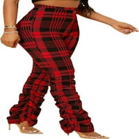 Singreal ženske plus veličine plaćene gamaše na struku mršave hlače