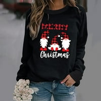 Ženska o-vrat Božićni print dugih rukava duge casual bluza pulover vrhove hot8sl4487652