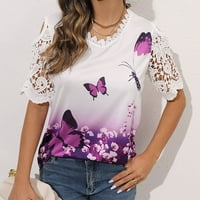 Ženska modna leptira Ispis V-izrez bez rukava s kratkim rukavima bluza