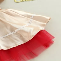 Hirigin Kids Girls Božićne mrežice Casual Contrast Color Sequin Bow Flyne rukave haljina za odmor za