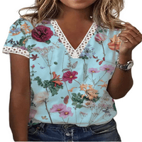 Elegantna ženska botanička cvjetna bluza - V-izrez i labav fit