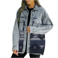 Ženska topla jakna s dugim rukavima nanosi žensku casualnu retro jaknu sa kaputom za šivanje džepa