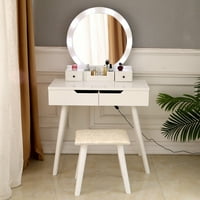 Tabela tabela seta sa zrcalom i zrcalom stolom, tablice tablice tablice šminke sa besplatnim make-up organizatorom, bijelom bojom