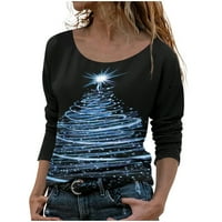 Božićne košulje za žene modni slon crewneck božićno drvo ispis pulover vrhova bluza plave s