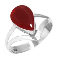 Sterling srebrni prsten za žene - Djevojke Crvena granata Kvarcna dragulja Srebrna prstena Veličina