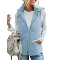Modne ženske zimske jakne bez rukava sa zip džepom modne čvrste boje u boji za crtanje u boji, debela
