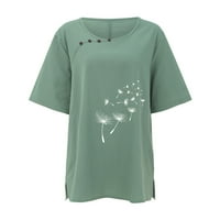 Entyinea Womens Plus Veličina Ljetnih vrhova Dressy Ležerne prilike sa majicom s kratkim rukavima Mint