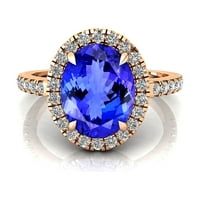 Vjenčani prsten, prirodni tanzanit, dijamant 18k čvrsti zlatni prsten, decembar roštilj, zaručnički