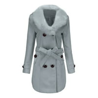 Zimski kaputi za žene plus klirens ženski zimski rever od vunene kaputske jakne dugih rukava sa preko ručica