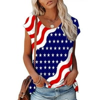 Odeerbi 4th juli Patriotska košulja za žene modna casual udobna bluza Nezavisnost tiskanog tiska Okrugli