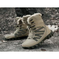 Rotosw Muške čizme za snijeg Fleece zimski čizmi Vodootporni topli gležanj Boot Anti sudar čipke up planinarske cipele Sportske udobne čizme Brown 10.5