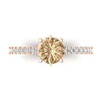1. CT sjajan okrugli rez Clear Simulirani dijamant 18k 18K Rose Gold Solitaire sa Accentima prsten sz