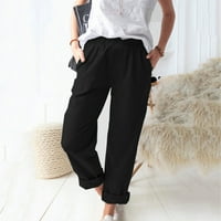 Kratke hlače za žene, džepove od čvrstih boja elastični struk Udobne ravne crne kratke hlače za žene