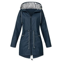 Ženske zimske kapute kišne jakne sa kapuljačnim dugim rukavima dugih rukava Zip up nacrtač kiše sa džepovima