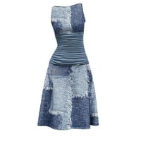 Dame haljine patchwork ispisani O-izrez za spajanje bez rukava modna casual sandress Streetwearwerwer