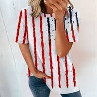 SNGXGN ženske majice kratke ljeto Loose vrhovi Memorijal Dan Neovisnosti vrhovi bluze Modni O vrat T