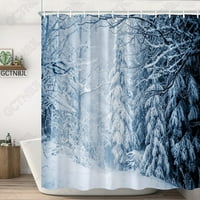 Šumski sniježni tuš za zavjese za zimsko drvo cvijeta priroda Pejzažna tkanina Decor Curking za ciklus kupaonica Dodatna oprema
