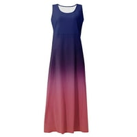 HHEI_K Ljetne haljine za žene Žensko ljetno casual okruglih vrata od tiskane bez rukava s džepovima