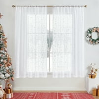 Curking White Sheer Curtene Snowflake Božićne zavjese za dnevne sobe za džepne zavjese za spavaću sobu