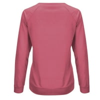 APEPAL ženski povremeni modni cvjetni print dugih rukava O-izrez TOP bluza HOT PINK PINK XL