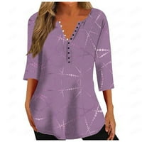 Ženski vrhovi Dressy casual stabilna odjeća Ženska gornja gumba Seven-četvrt rukava majica Purple M