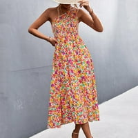 Haljina za žene ljeto nagnute ramena rukava cvjetna haljina za plažu