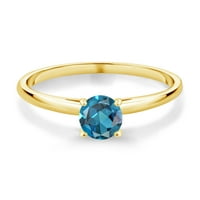 Gem Stone King 1. CT oval London Blue Topaz 10k žuti zlatni prsten