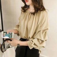 Leylayray korejska bluza modna ženska šifon s ramena čvrstim dugim rukavima