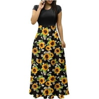 Haljine za prodaju za žene za žene s kratkim rukavima tisak cvjetnog uzorka Tie-dye patchwork haljina