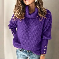 Ženska turtleneck prevelizirani džemper s dugim rukavima, pulover s dugim rukavima