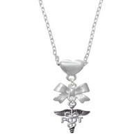 Delight nakit Silvertone Caduceus - PT srebrni ton luk ogrlica za srce